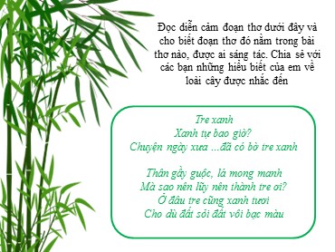 Bài giảng môn Ngữ văn Lớp 6 - Bài: Cây tre Việt Nam (Thép Mới)