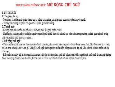 Bài giảng Ngữ văn 6 (Cánh diều) - Bài 6: Truyện (Truyện đồng thoại, truyện Pus-kin và An-đéc-xen) - Thực hành Tiếng Việt: Mở rộng chủ ngữ