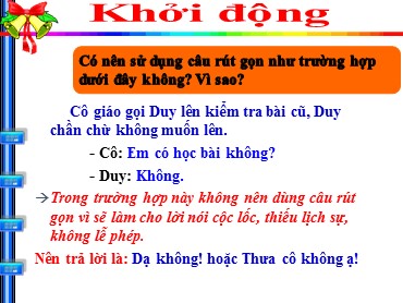 Bài giảng Ngữ văn 7 - Tiếng Việt: Câu đặc biệt