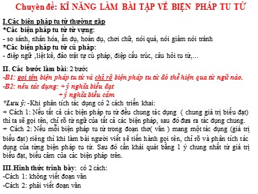 Bài giảng Ngữ văn 9 - Chuyên đề: Kĩ năng làm bài tập về biện pháp tu từ