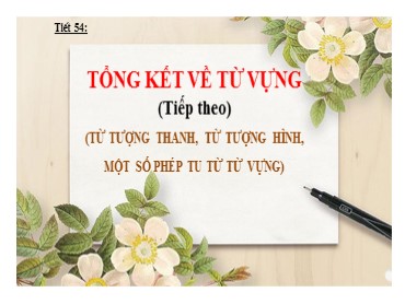 Bài giảng Ngữ văn 9 - Tiết 54: Tổng kết về từ vựng (Tiếp theo)