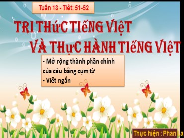 Bài giảng Tiếng Việt Lớp 2 (Kết nối tri thức) - Tuần 13, Tiết 51-52: Tri thức tiếng Việt và thực hành tiếng Việt