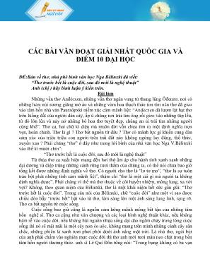 Các bài văn đoạt giải nhất quốc gia và điểm 10 đại học