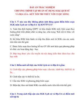 Chương trình tập huấn sử dụng SGK Lịch sử và địa lí 6 (Kết nối tri thức với cuộc sống)