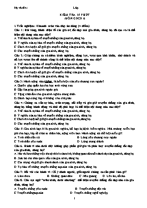 Đề kiểm tra 15 phút môn Giáo dục công dân 6