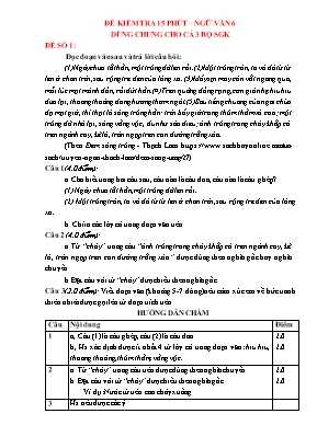 Đề kiểm tra 15 phút Ngữ văn 6 (Dùng chung cho cả 3 bộ SGK)