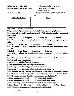 Đề kiểm tra cuối kì học kì II môn Giáo dục công dân 6 - Năm học 2020-2021 - Trường THCS Lê Quang Thẩm