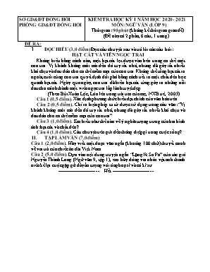 Đề kiểm tra học kỳ I môn Ngữ văn Lớp 9 - Năm học 2020-2021