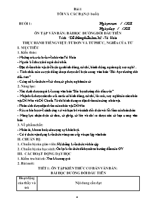 Giáo án dạy thêm Ngữ văn 6 (Kết nối tri thức) - Học kì 1