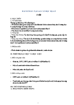 Giáo án môn Địa lý Lớp 6 (Cánh diều)