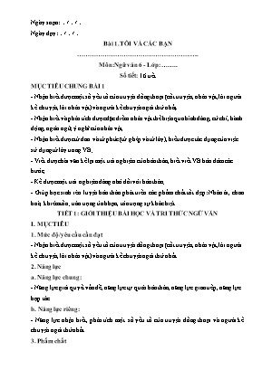 Giáo án môn Ngữ văn Lớp 6 - Học kì 1