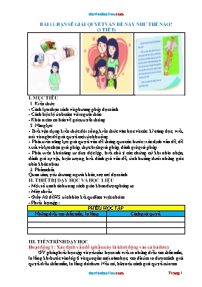 Giáo án Ngữ văn 6 (Chân trời sáng tạo) - Bài 11: Bạn sẽ giải quyết vấn đề này như thế nào?