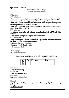 Giáo án Ngữ văn 6 (Kết nối tri thức) - Bài 1: Tôi và các bạn - Trần Thị Thơm