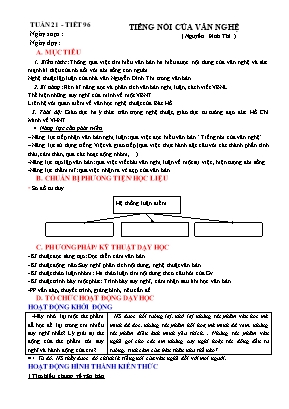 Giáo án Ngữ văn 9 (Công văn 5512) - Tuần 21