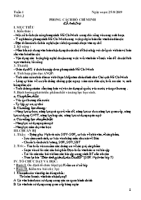 Giáo án Ngữ văn 9 - Học kì 1 - Năm 2019