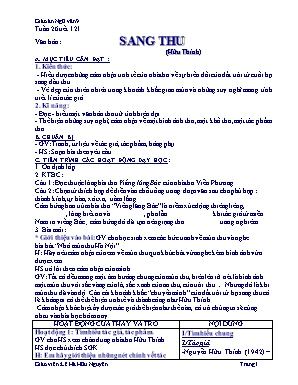 Giáo án Ngữ văn 9 - Tiết 121: Văn bản: Sang thu (Hữu Thỉnh)