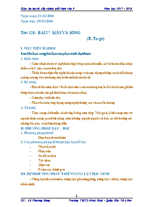 Giáo án Ngữ văn 9 - Tiết 126, Bài 27: Mây và sóng (R. Ta-go)