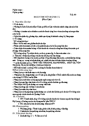 Giáo án Ngữ văn 9 - Tiết 49: Đoàn thuyền đánh cá (Huy Cận)