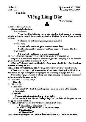 Giáo án Ngữ văn 9 - Tuần 25, Tiết 117: Văn bản: Viếng Lăng Bác (Viễn Phương)