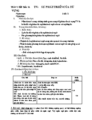 Giáo án Ngữ văn 9 - Tuần 5, Tiết 21: Tiếng Việt: Sự phát triển của từ vựng