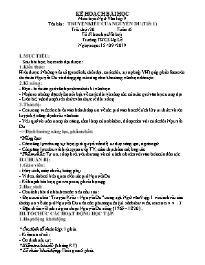 Giáo án Ngữ văn 9 - Tuần 6, Tiết 26: Văn bản: Truyện Kiều (Nguyễn Du)