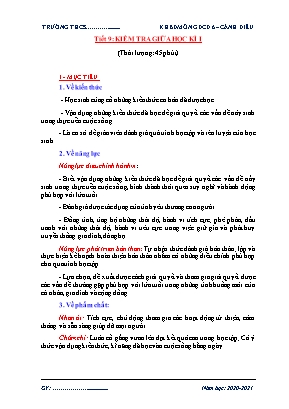 Kế hoạch bài dạy môn Giáo dục công dân 6 sách Cánh diều - Tiết 9: Kiểm tra giữa học kì I - Năm học 2020-2021