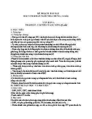 Kế hoạch bài dạy Ngữ văn 6 (Kết nối tri thức với cuộc sống) - Bài 9: Trái đất-ngôi nhà chung