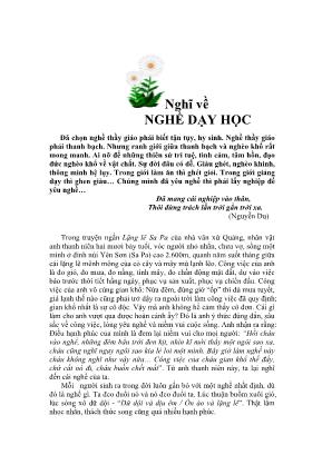 Nghĩ về nghề dạy học