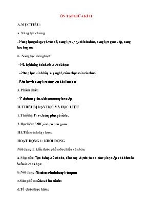 Ôn tập giữa kì II môn Ngữ văn 6 (Kết nối tri thức)