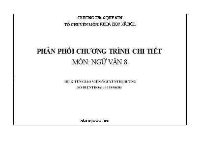 Phân phối chương trình chi tiết môn Ngữ văn 8