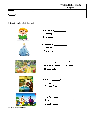 Phiếu bài tập môn Tiếng Anh Lớp 5 - Phiếu số 32