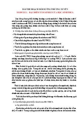 Bài thu hoạch bồi dưỡng thường xuyên Module 1: Đặc điểm tâm sinh lí của học sinh THCS
