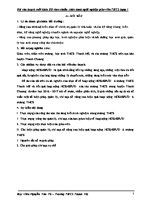Bài thu hoạch cuối khóa bồi dưỡng theo chuẩn chức danh nghề nghiệp giáo viên THCS hạng I - Nguyễn Văn Tú