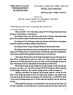 Báo cáo kết quả hoạt động của hội đồng trường - Năm học 2020-2021 - Trường Mầm non Mỹ Hưng