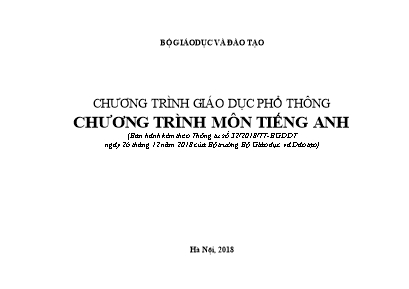 Chương trình giáo dục phổ thông chương trình môn Tiếng Anh