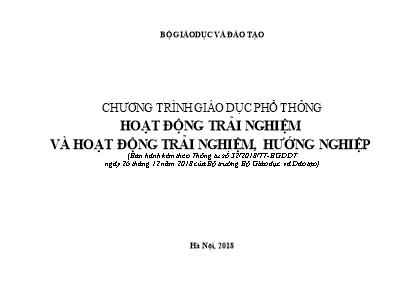 Chương trình giáo dục phổ thông hoạt động trải nghiệm và hoạt động trải nghiệm, hướng nghiệp