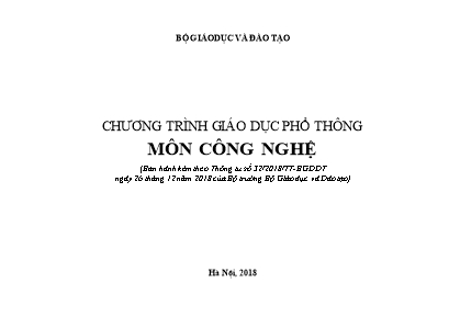 Chương trình giáo dục phổ thông môn Công nghệ