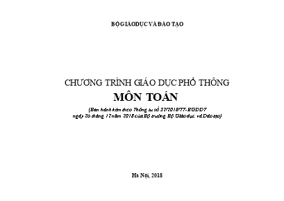 Chương trình giáo dục phổ thông môn Toán