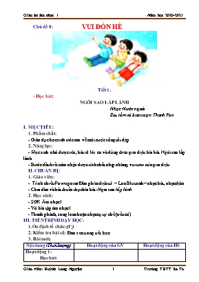 Giáo án Âm nhạc Lớp 1 - Chủ đề 8: Vui đón hè - Huỳnh Long Nguyện