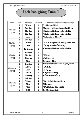 Giáo án Lớp 2 - Tuần 1-3 - Nguyễn Ngọc Hoa