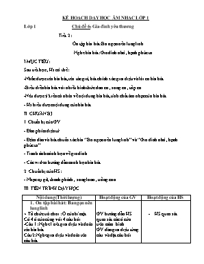 Kế hoạch dạy học Âm nhạc Lớp 1 - Chủ đề 6: Gia đình yêu thương