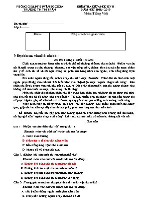 Đề kiểm tra giữa học kì II môn Tiếng Việt Lớp 4 (Có đáp án)