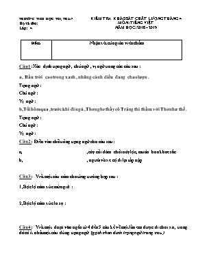 Đề kiểm tra khảo sát chất lượng môn Tiếng Việt Lớp 4 - Tháng 4