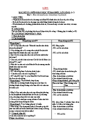 Giáo án Bác Hồ và những bài học về đạo đức, lối sống Lớp 4 - Bài 1-9