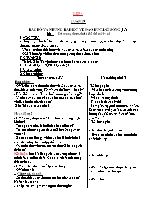 Giáo án Bác Hồ và những bài học về đạo đức, lối sống Lớp 4 - Tuần 19-27