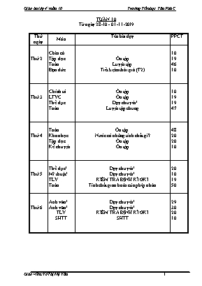 Giáo án điện tử Khối 4 - Tuần 10 - Bản 3 cột chuẩn kiến thức