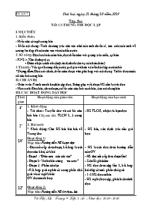 Giáo án điện tử Khối 4 - Tuần 7 - Bản 3 cột chuẩn kiến thức