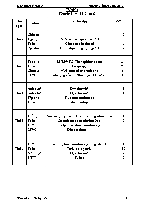 Giáo án điện tử Lớp 4 - Tuần 2 - Bản 3 cột chuẩn kiến thức