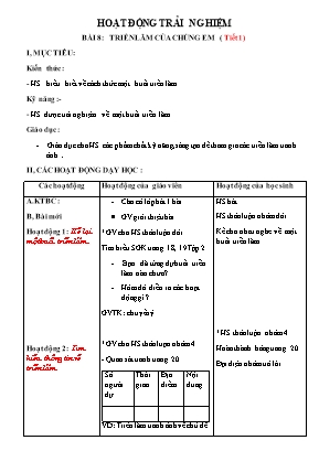 Giáo án Hoạt động trải nghiệm Khối 4 - Bài 8: Triển lãm của chúng em (Tiết 1)