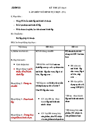 Giáo án Kỹ thuật Khối 4 - Tuần 33-35